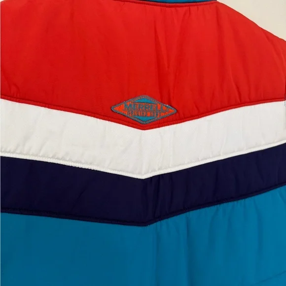 Merrell Blue and Red Colorblock Puffer Vest - Picture 8 of 9